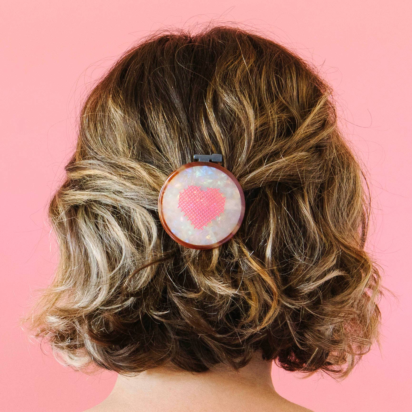 Barrette à clip pour cheveux - cerceau de broderie au point de croix