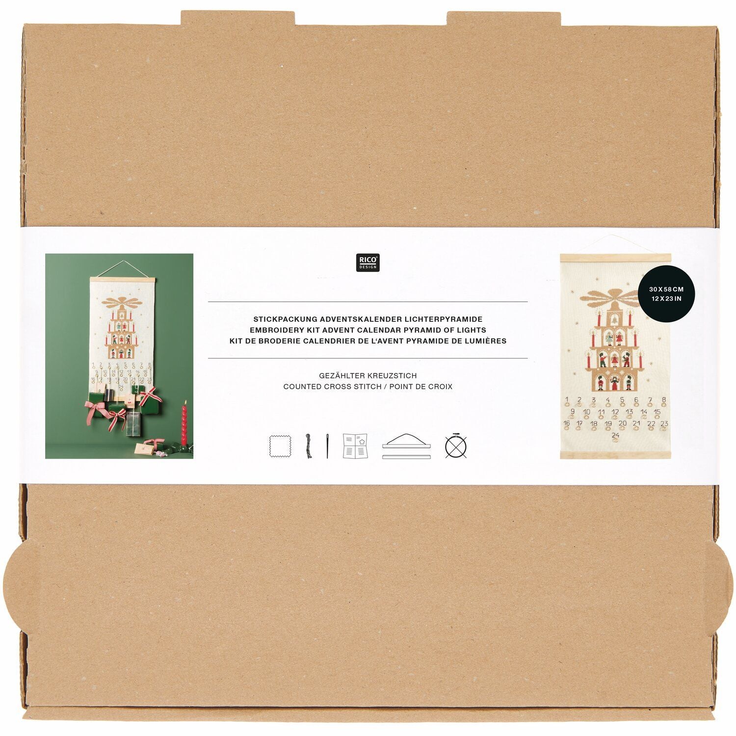 Kit point de croix - Calendrier de l'Avent à broder