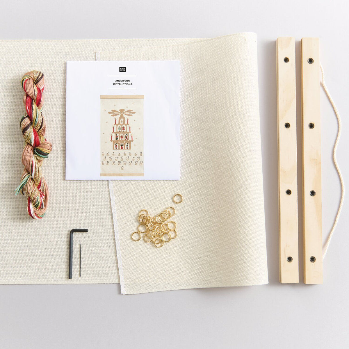 Calendrier De L'Avent Point De Croix 2024 - 24 Motifs + Kit Complet Aiguille Tissu Cadre