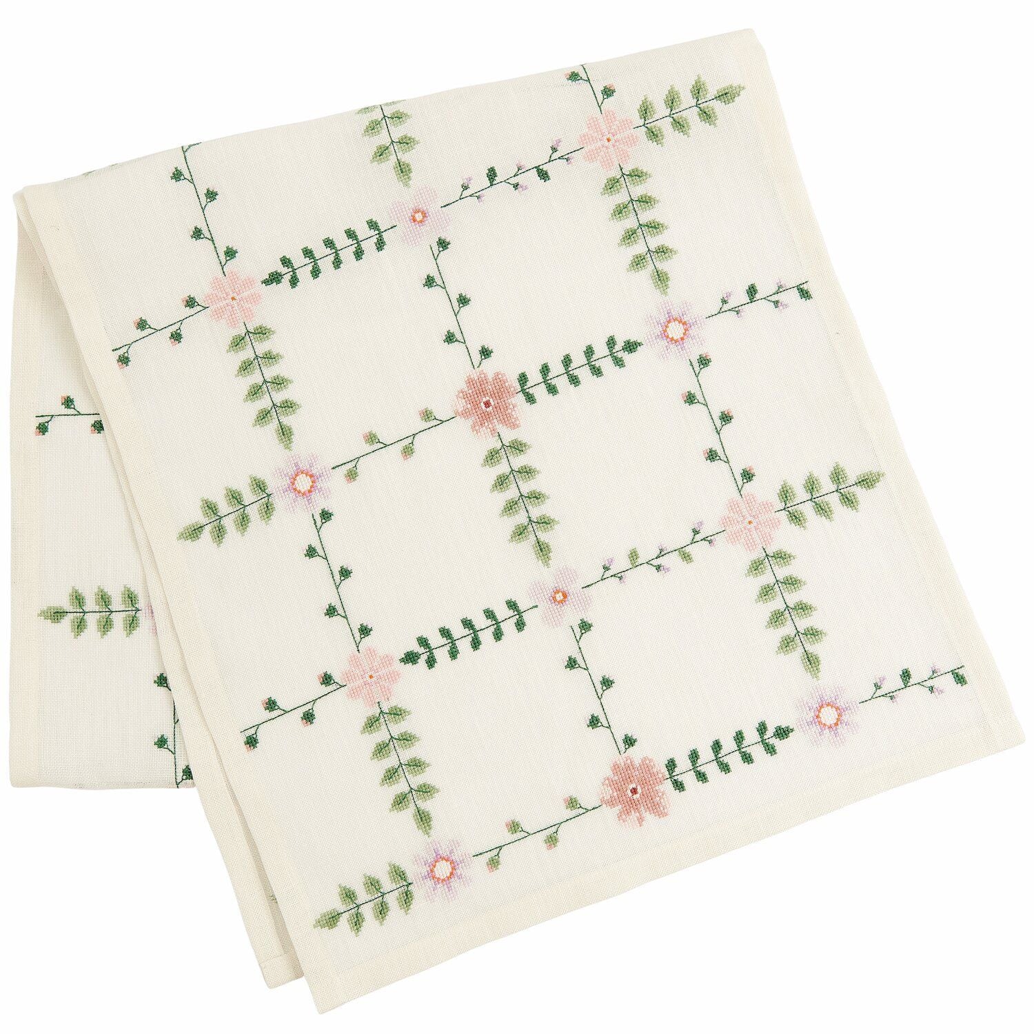 Kit Point de croix - Chemin de table Fleurs Sauvages