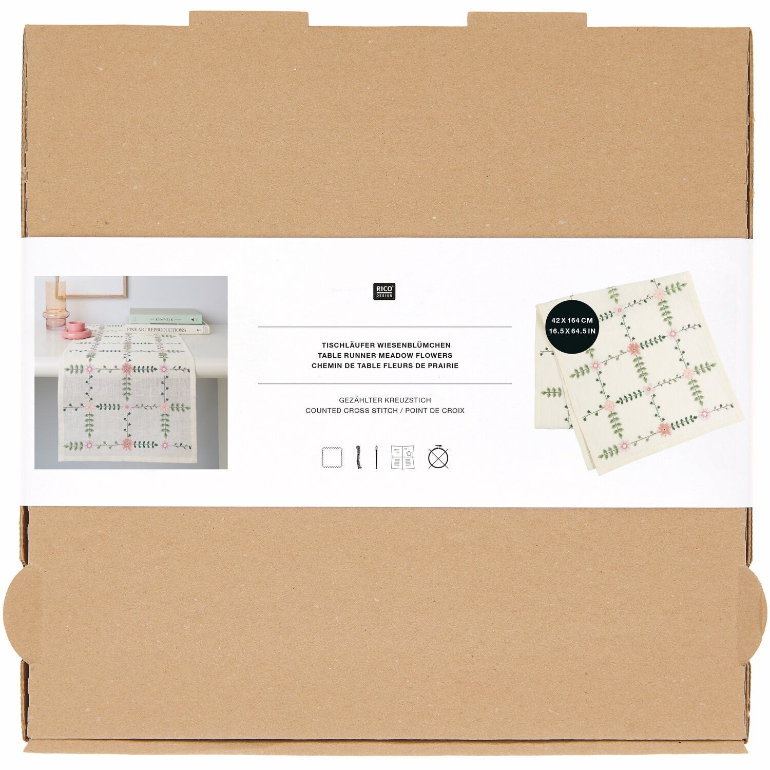 Kit Point de croix - Chemin de table Fleurs Sauvages