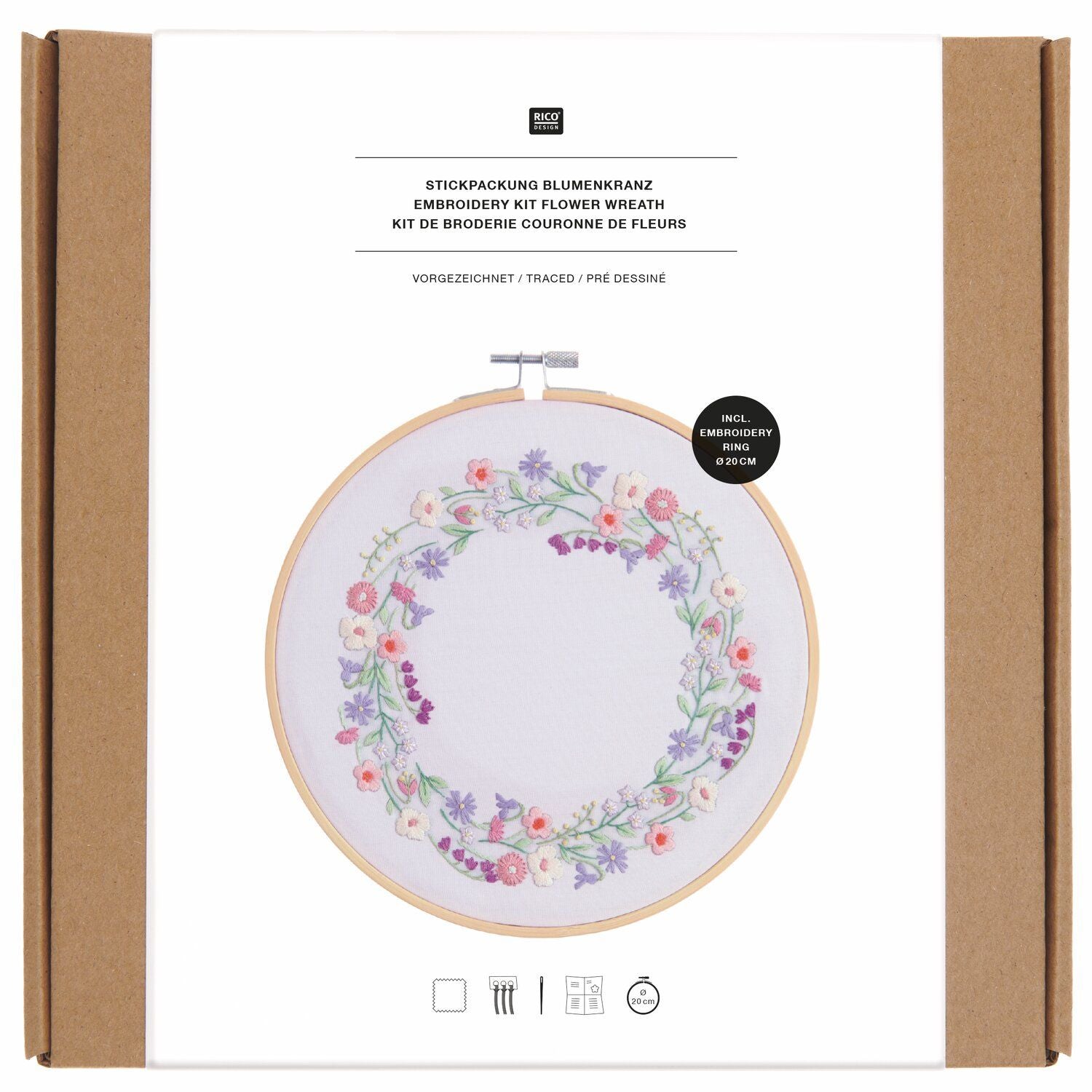 Kit broderie - Couronne Florale