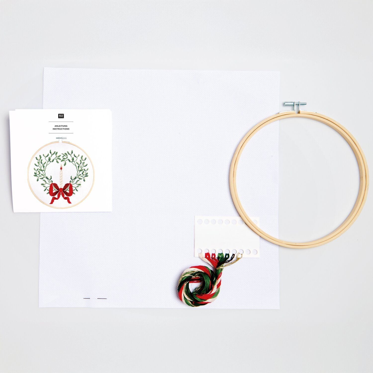 Kit point de croix - Couronne de gui avec noeud