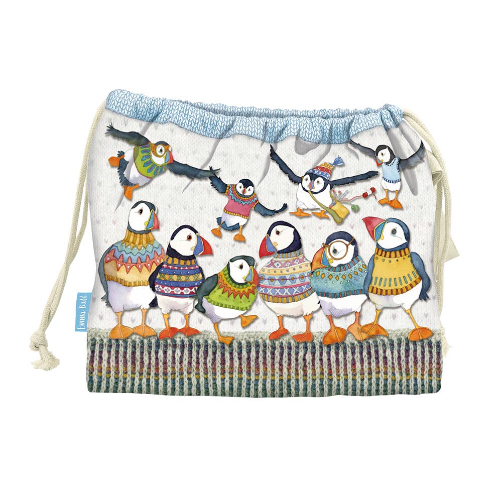 Sac à cordon Woolly Puffins en coton