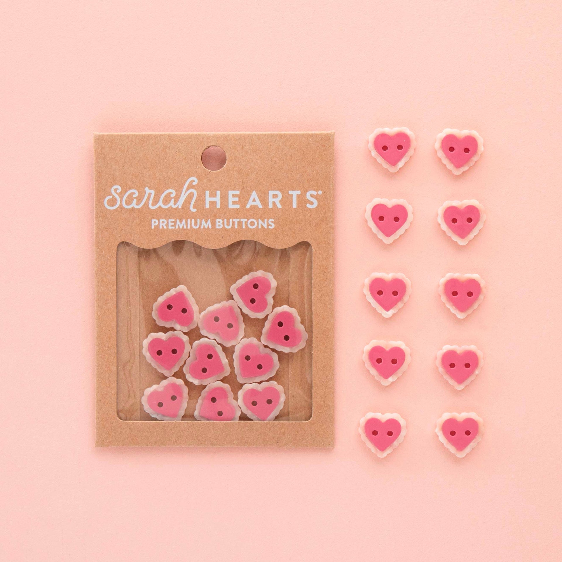 Boutons Petits Cœur Rose 15 mm