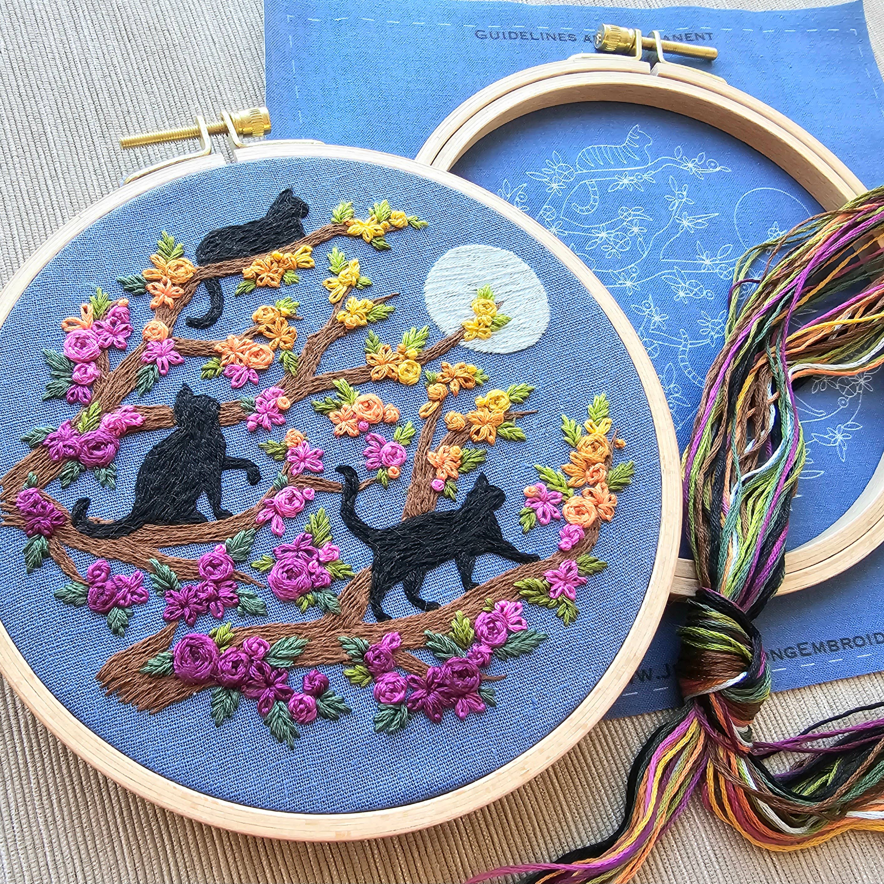 Kit de broderie Cats & Full Moon