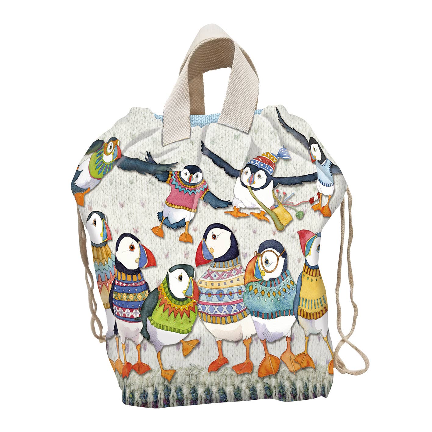 Grand Sac Seau "Puffins Laineux"