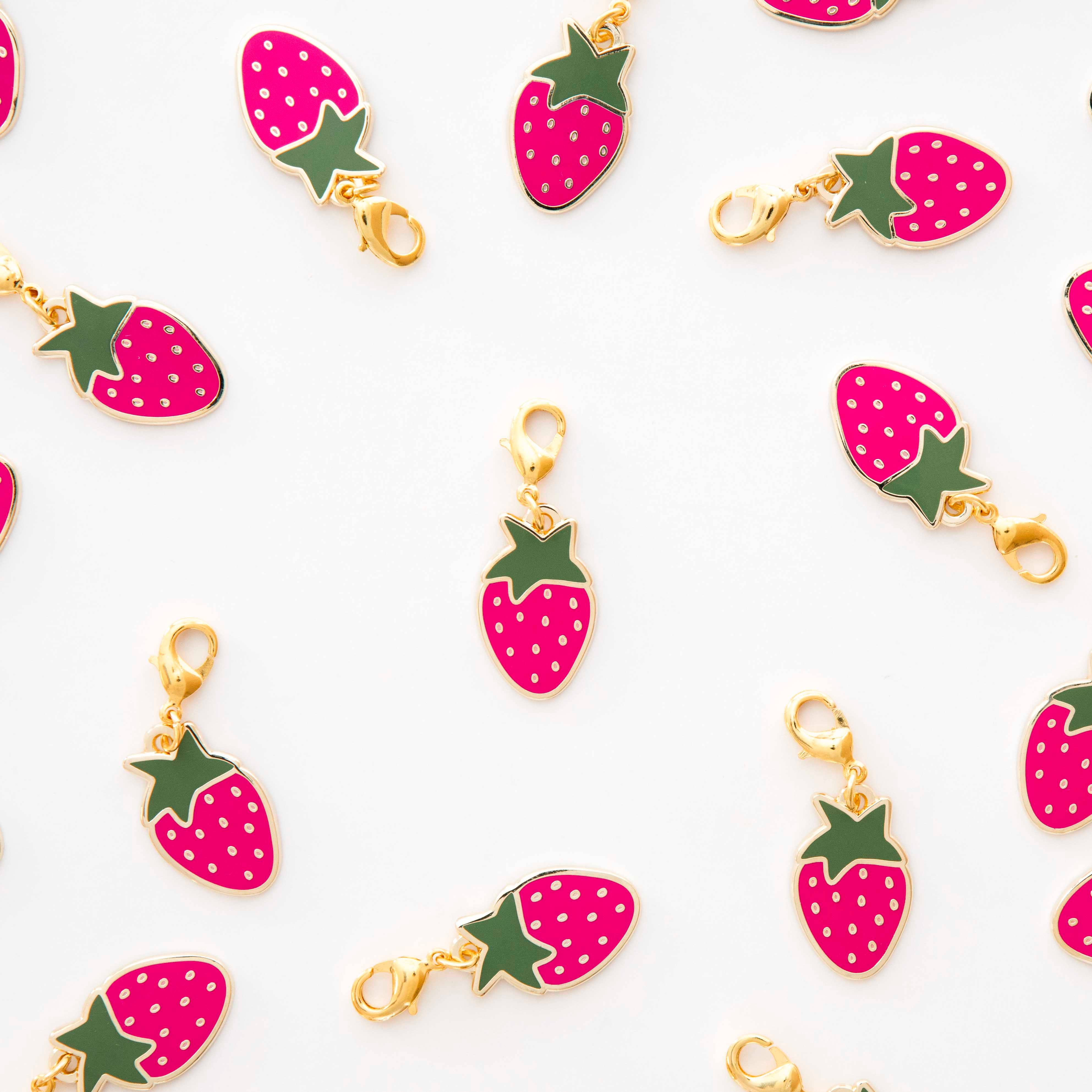 Anneau marqueur ou pendentif amovible en émail fraise