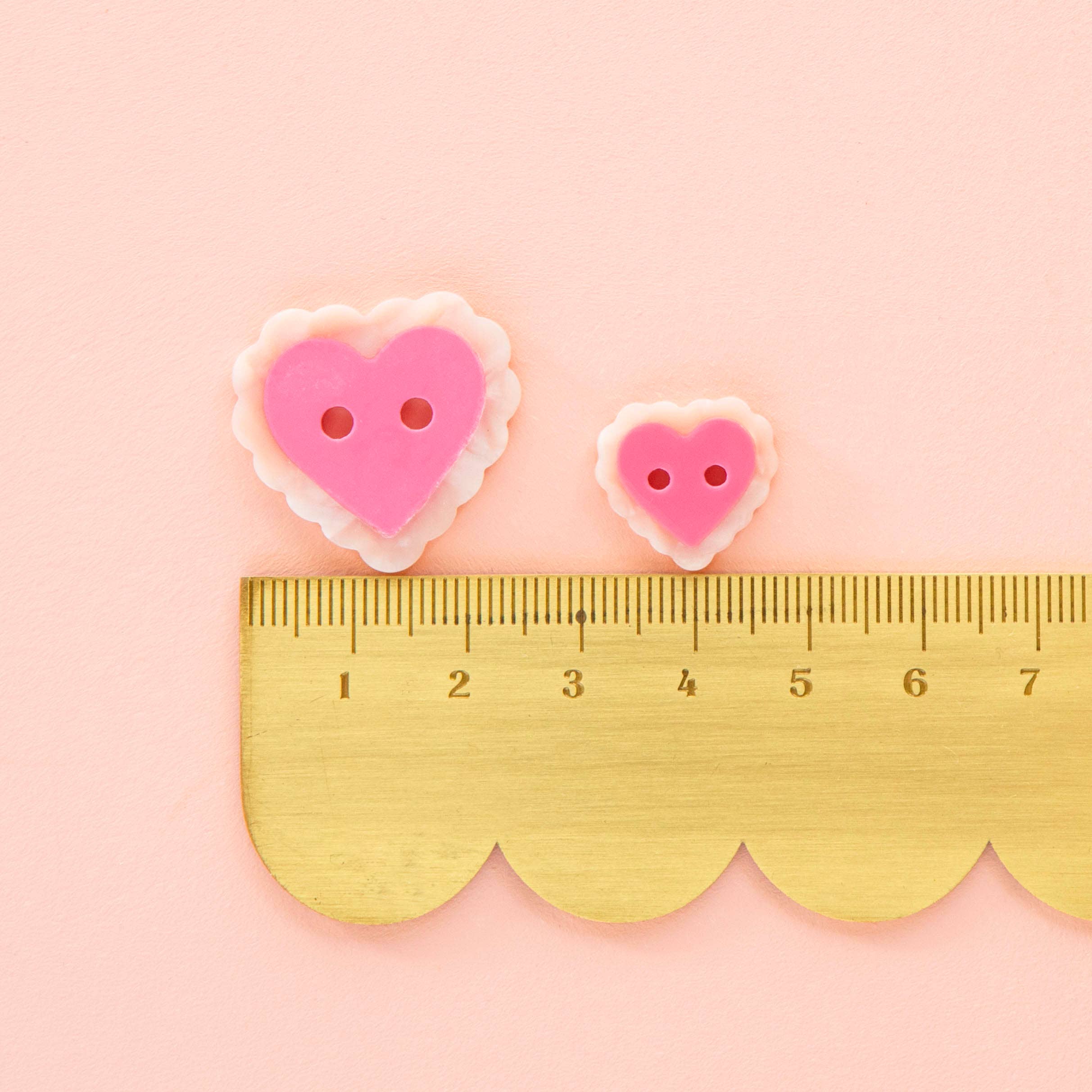 Boutons Petits Cœur Rose 15 mm