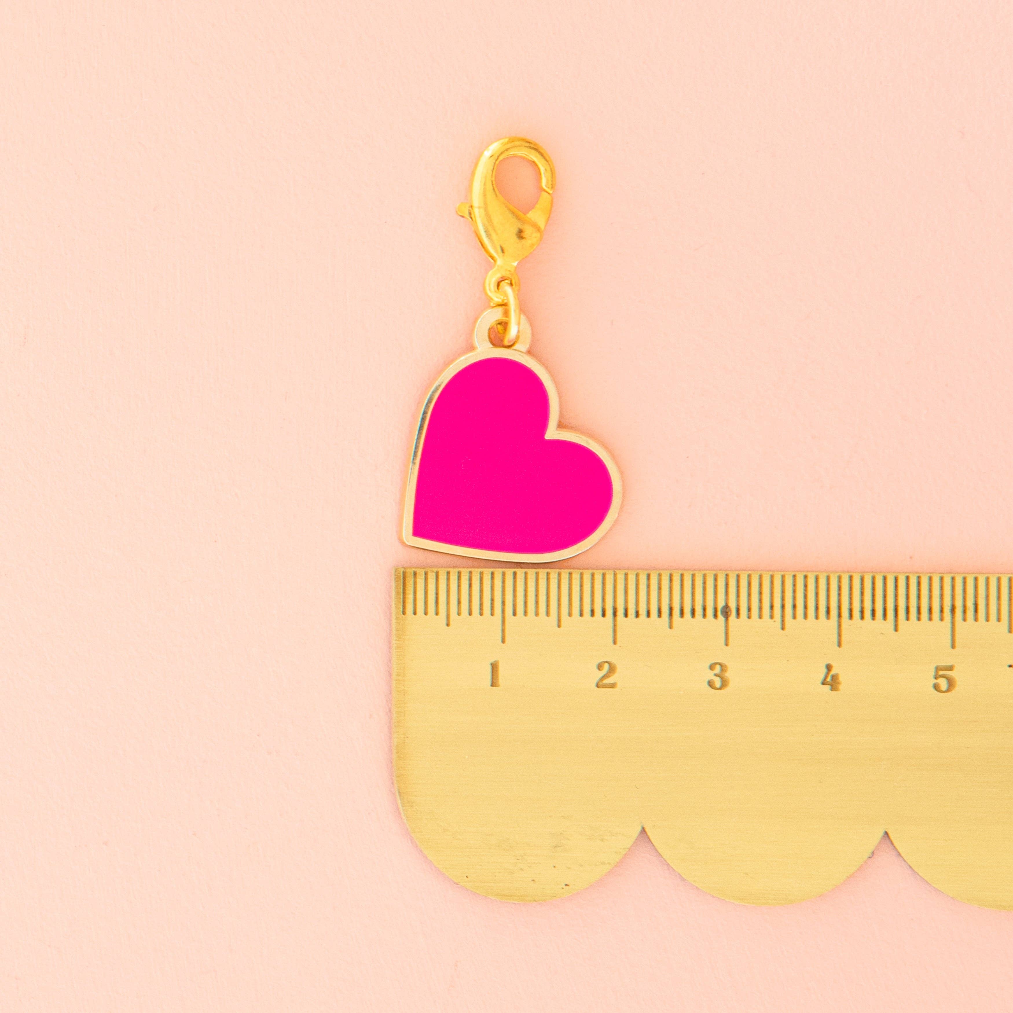 Anneau marqueur ou pendentif amovible pour fermeture éclair en forme de cœur rose