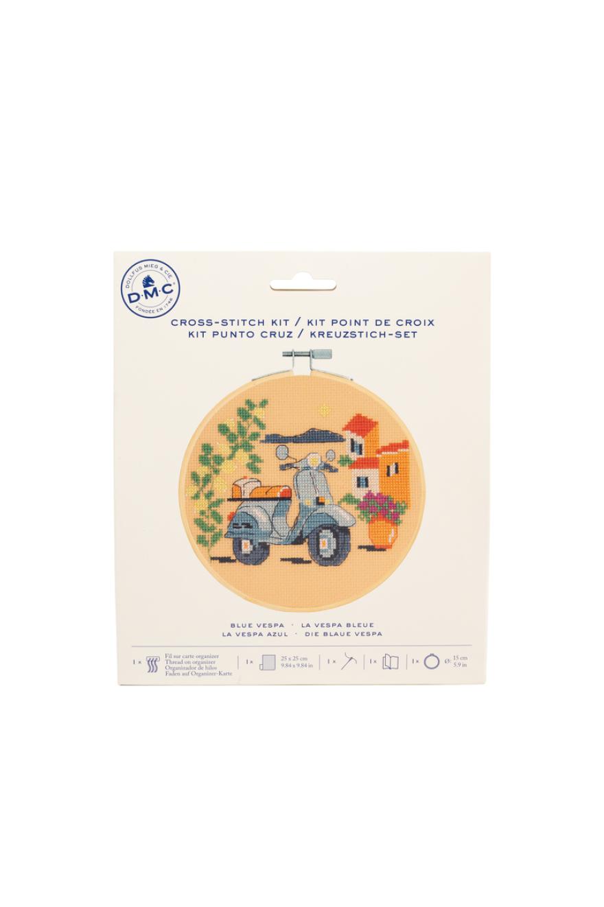 La vespa bleue - Kit point de croix