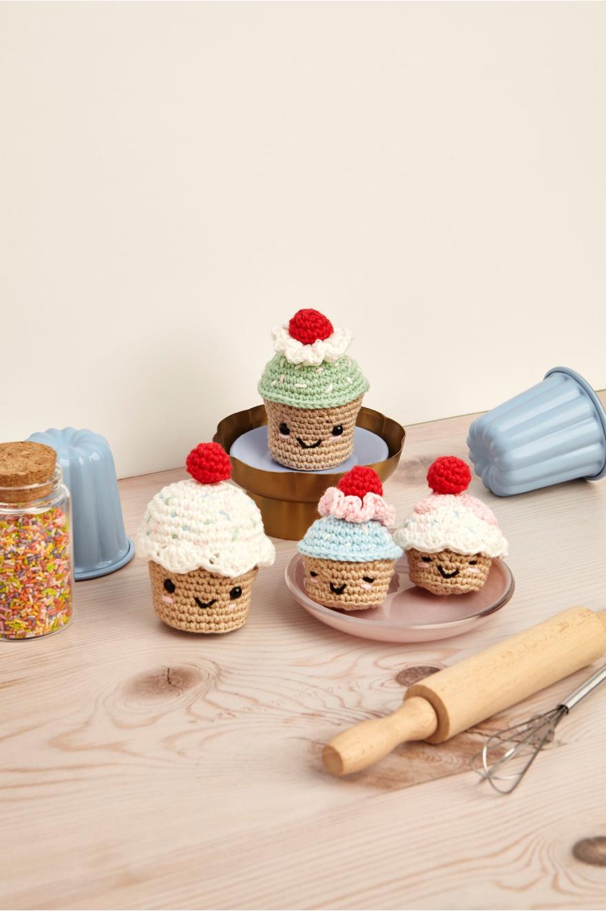 Kit Amigurumi - Cupcakes cerises