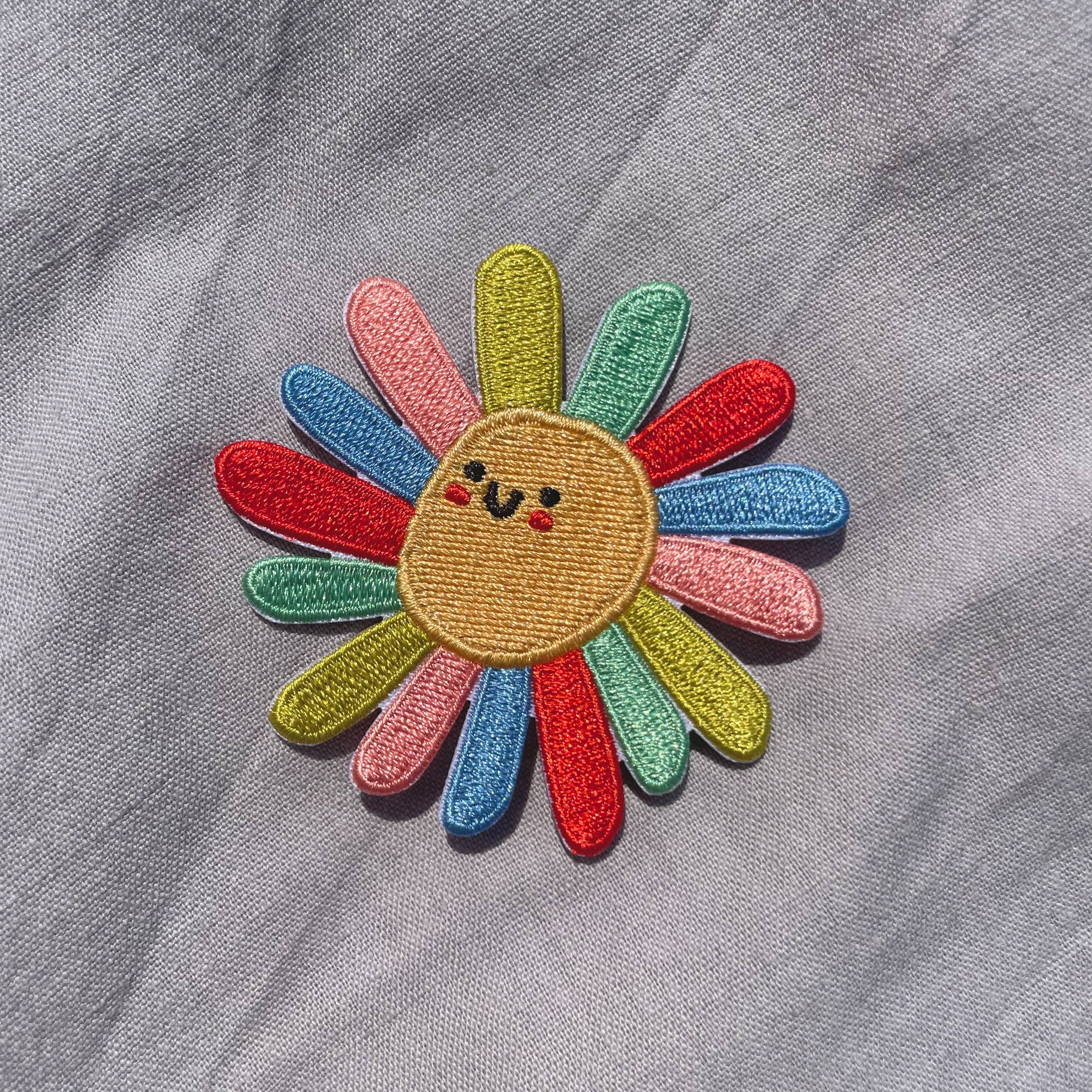 Fleur colorée - Écusson thermocollant