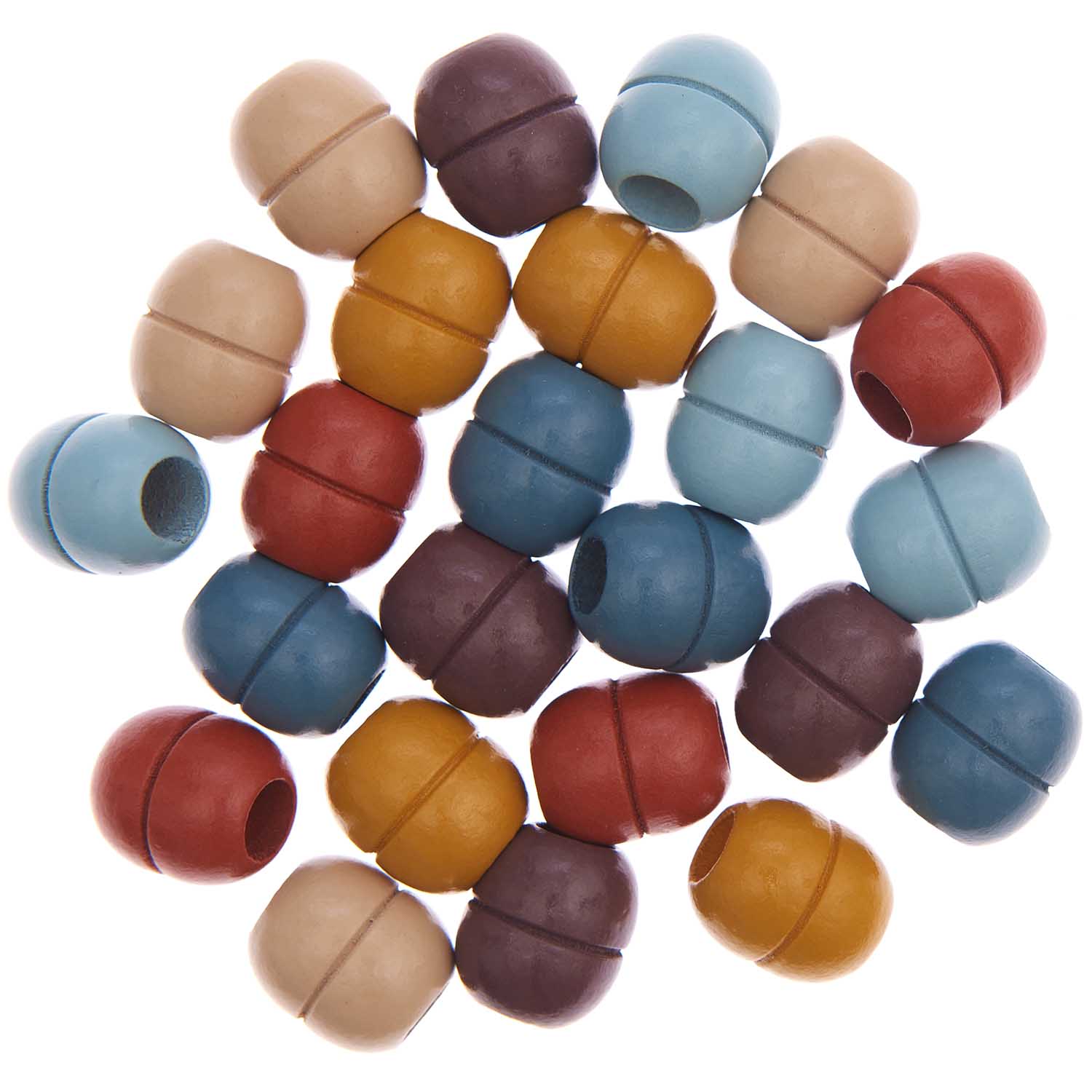 Perles de macramé en bois colorées